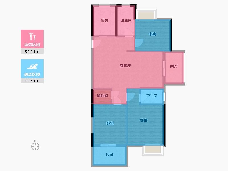 浙江省-杭州市-畅享幸福里-90.88-户型库-动静分区