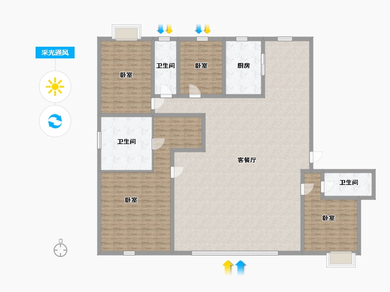 湖南省-株洲市-水木阳光里-211.00-户型库-采光通风