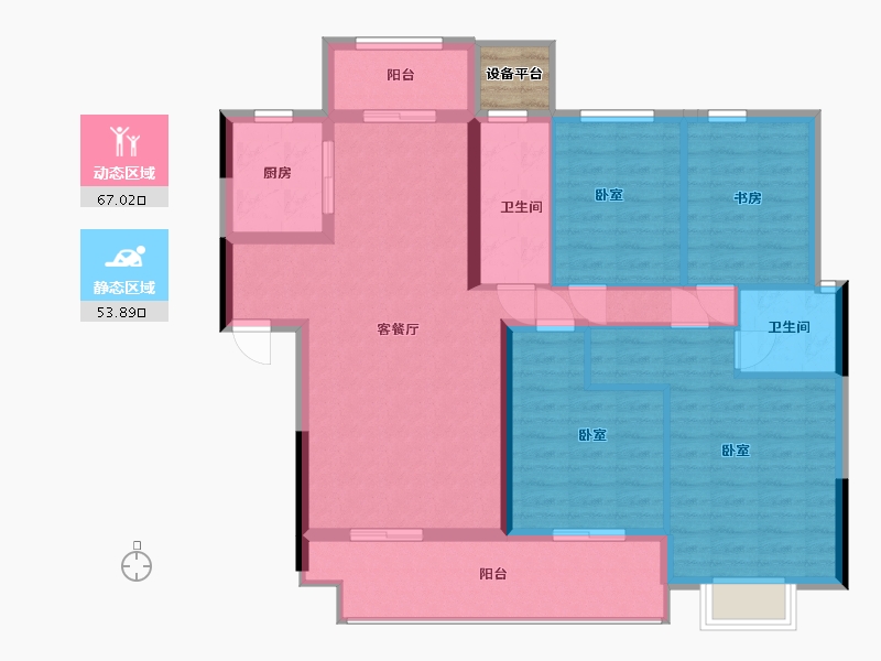 湖南省-株洲市-高科万丰上院湖韵-110.79-户型库-动静分区