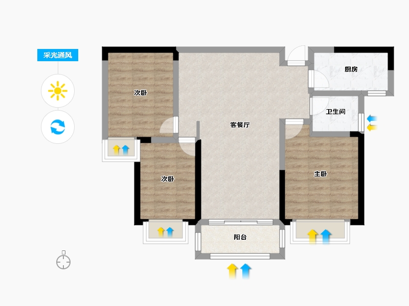 湖南省-湘潭市-火炬学府-78.35-户型库-采光通风