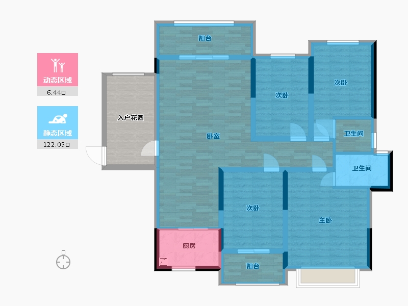 湖南省-长沙市-新月半岛-125.96-户型库-动静分区