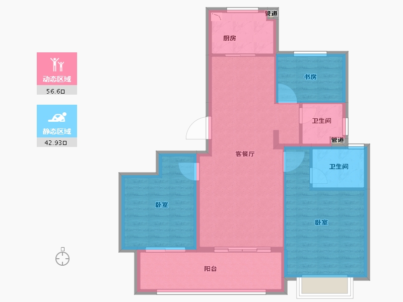 浙江省-宁波市-东鲁世家-90.00-户型库-动静分区