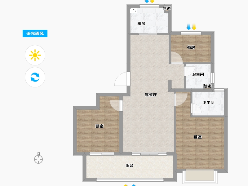 浙江省-宁波市-东鲁世家-90.00-户型库-采光通风