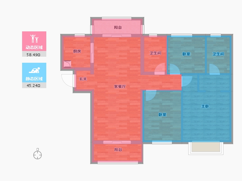 湖南省-长沙市-中海·熙湾-93.00-户型库-动静分区