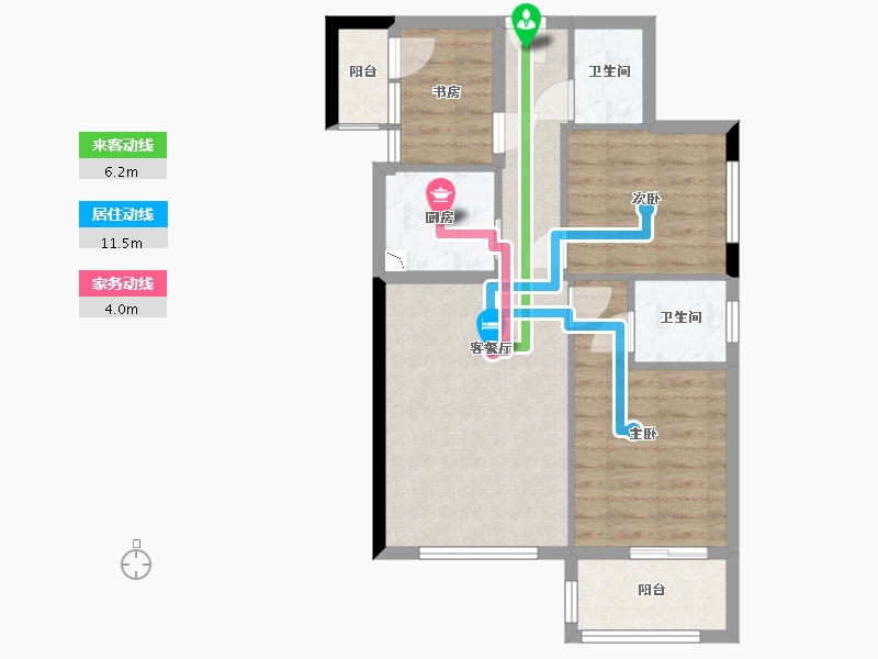 福建省-龙岩市-兴想江山名筑-64.43-户型库-动静线