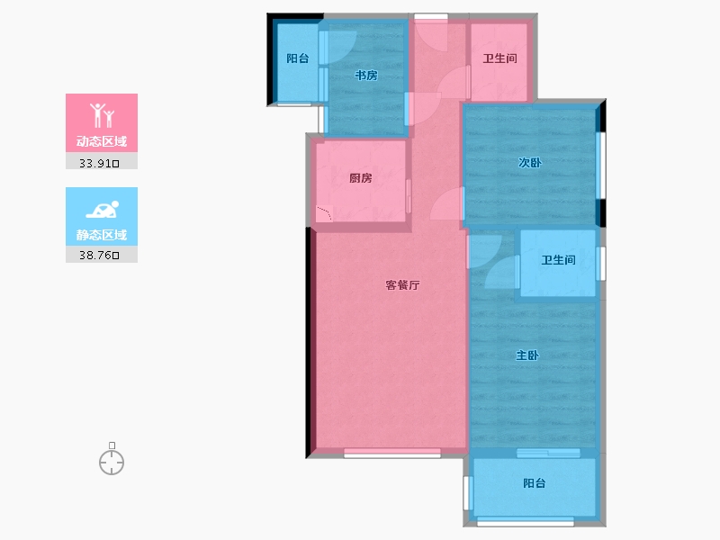 福建省-龙岩市-兴想江山名筑-64.43-户型库-动静分区