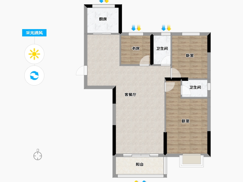 湖北省-黄石市-星秀江南-92.79-户型库-采光通风