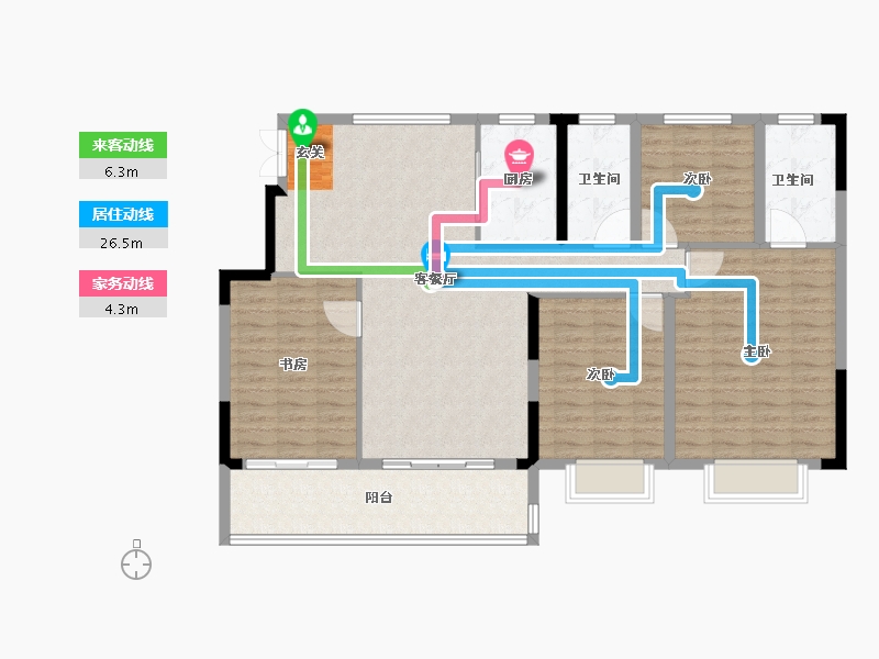 江苏省-常州市-牡丹学府-126.00-户型库-动静线