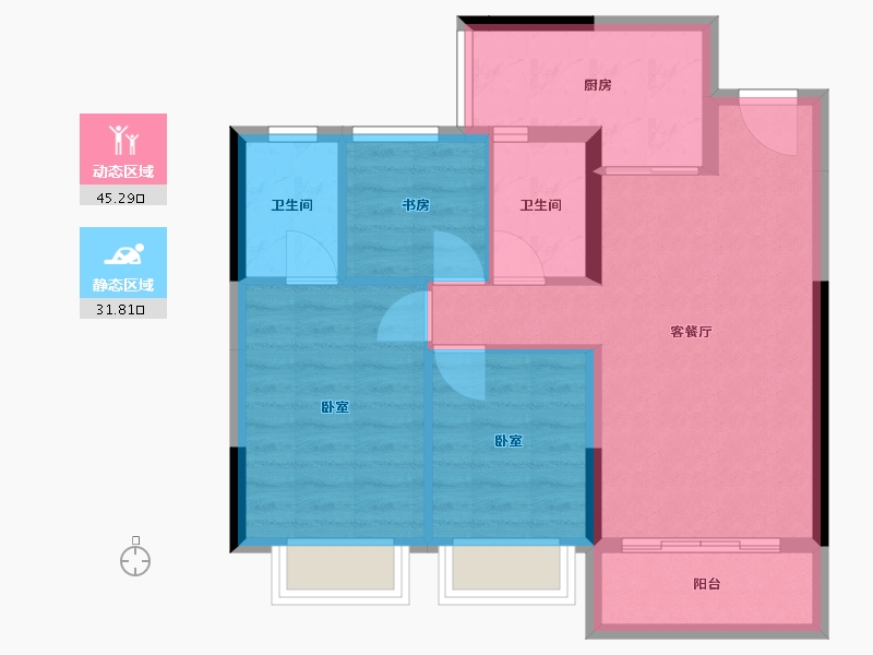 湖北省-武汉市-佳兆业悦府-68.93-户型库-动静分区