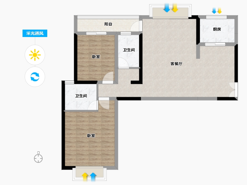 湖南省-长沙市-华韵城市海岸二期-87.00-户型库-采光通风