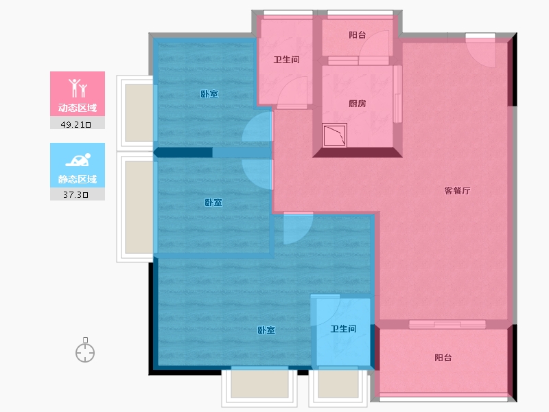 广东省-惠州市-日盛天钻-76.35-户型库-动静分区