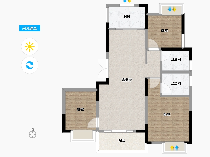 河南省-信阳市-京晟华庭-95.00-户型库-采光通风