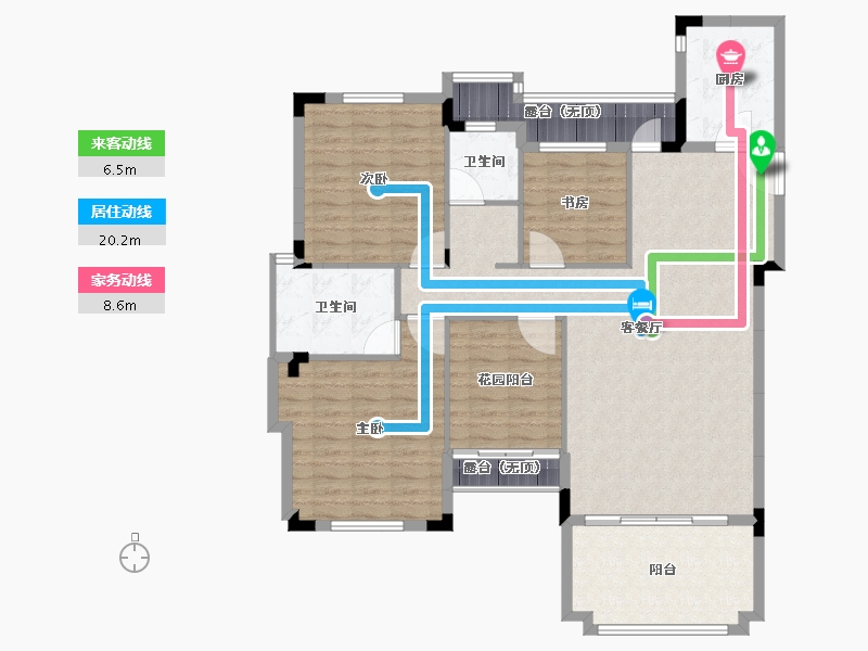 湖南省-长沙市-宁华星湖湾二期-129.78-户型库-动静线