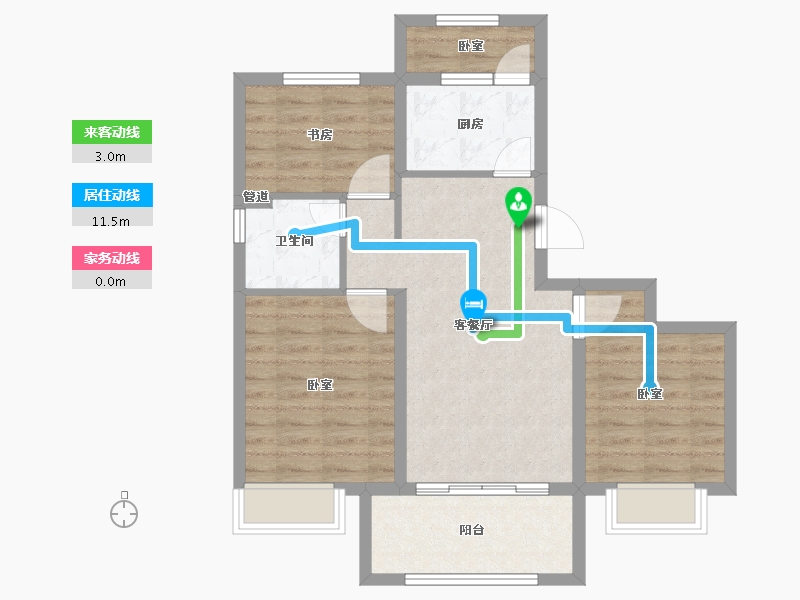 浙江省-宁波市-东鲁世家-73.99-户型库-动静线