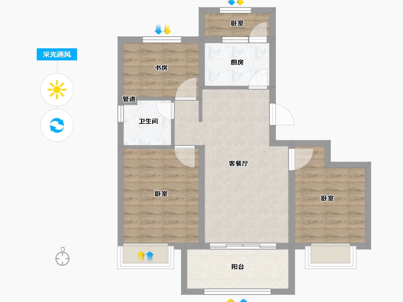 浙江省-宁波市-东鲁世家-73.99-户型库-采光通风