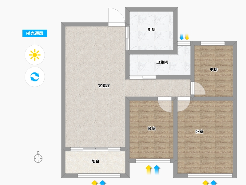 山东省-潍坊市-和扬晶立方-88.25-户型库-采光通风