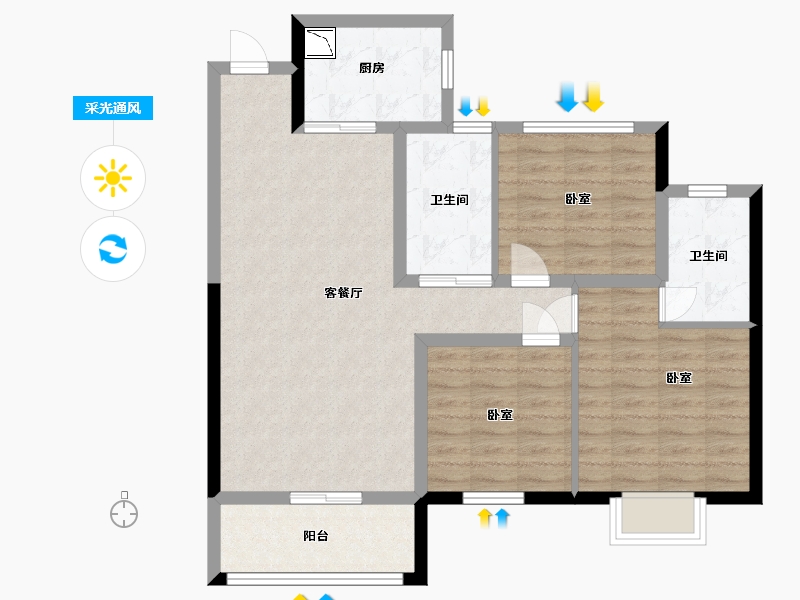 湖南省-株洲市-万维壹品熙园-87.00-户型库-采光通风