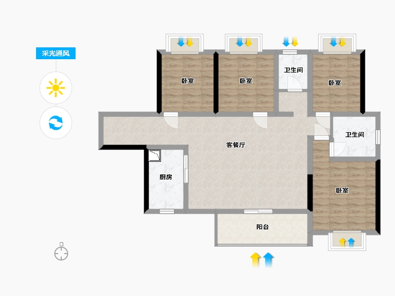 湖南省-株洲市-山水豪庭-102.78-户型库-采光通风