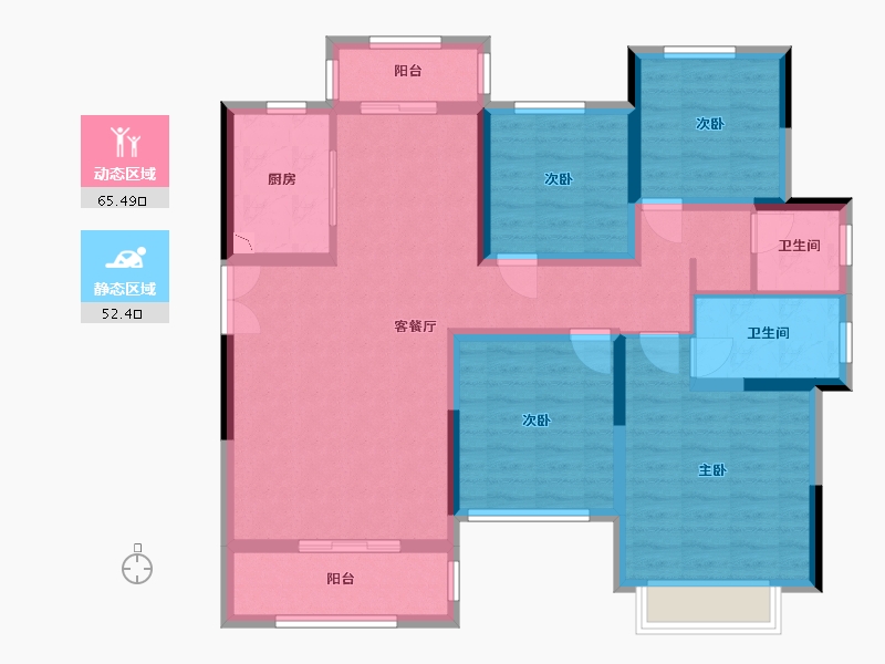 湖南省-长沙市-新月半岛-104.42-户型库-动静分区