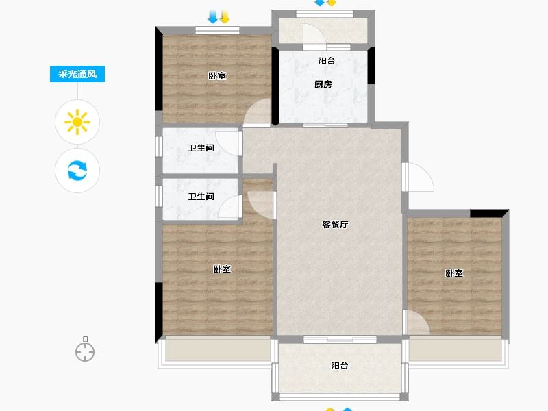 湖北省-黄石市-碧桂园湖光山色-94.18-户型库-采光通风