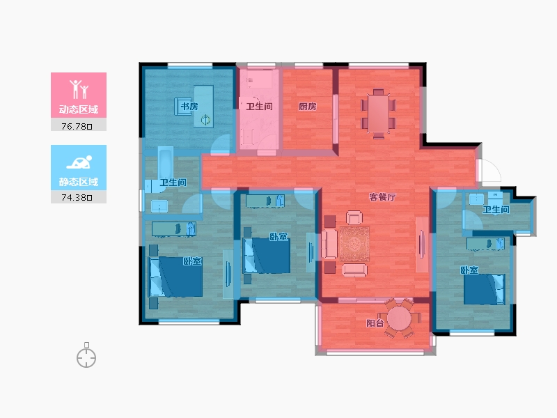 江苏省-镇江市-华珊豪庭-135.40-户型库-动静分区