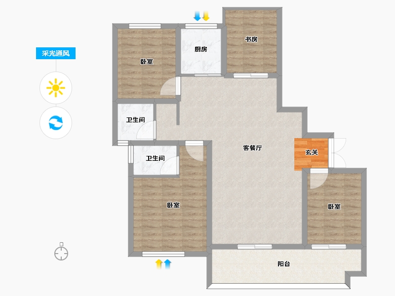 河南省-信阳市-如意府-102.11-户型库-采光通风