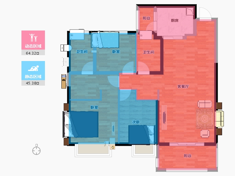 安徽省-安庆市-恒大珺睿府-98.00-户型库-动静分区