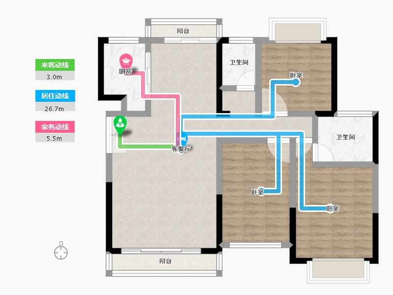 湖南省-长沙市-湘江东苑-96.46-户型库-动静线