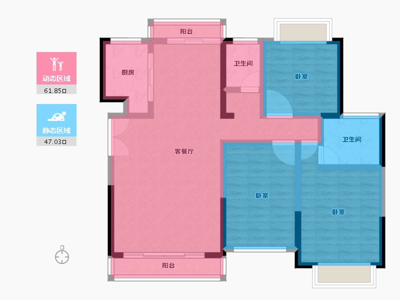 湖南省-长沙市-湘江东苑-96.46-户型库-动静分区