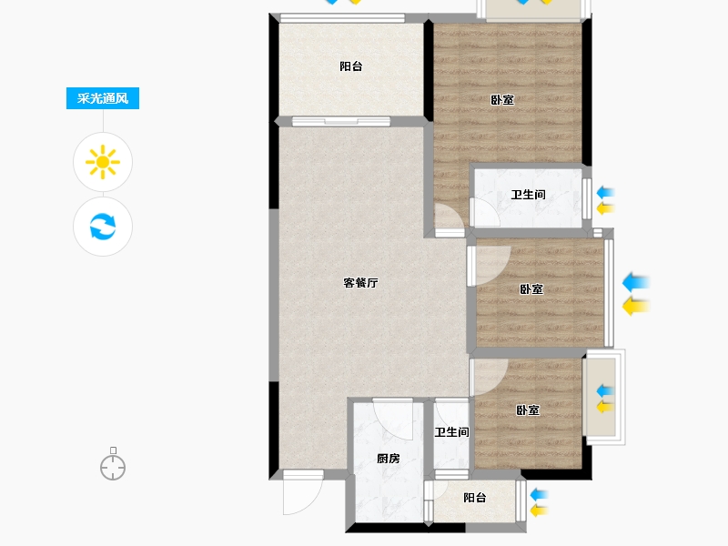 广东省-江门市-逸朗华府-87.60-户型库-采光通风