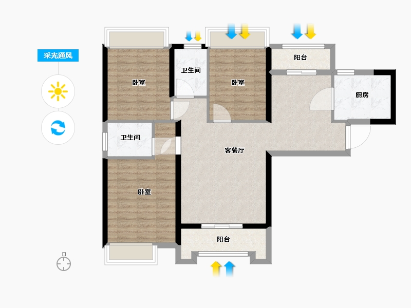 湖北省-武汉市-星湖湾-96.41-户型库-采光通风