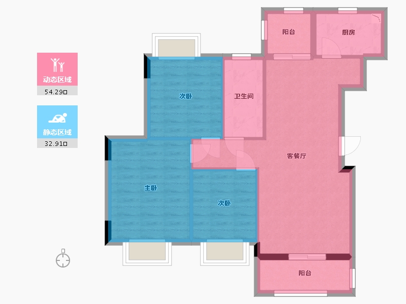 湖南省-长沙市-浔龙河•学府-78.48-户型库-动静分区