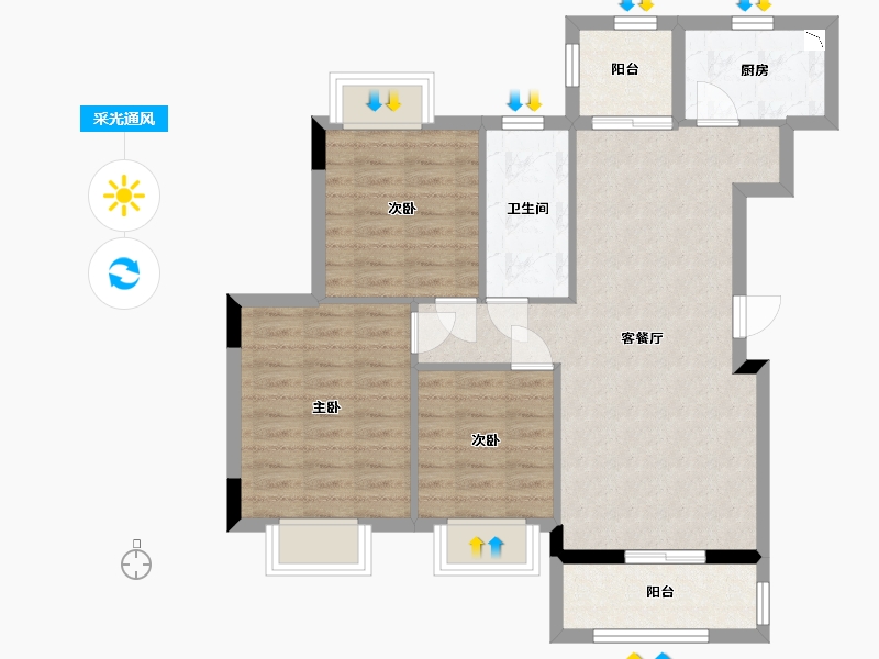 湖南省-长沙市-浔龙河•学府-78.48-户型库-采光通风