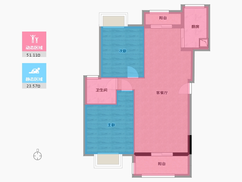 湖南省-长沙市-浔龙河•学府-66.93-户型库-动静分区