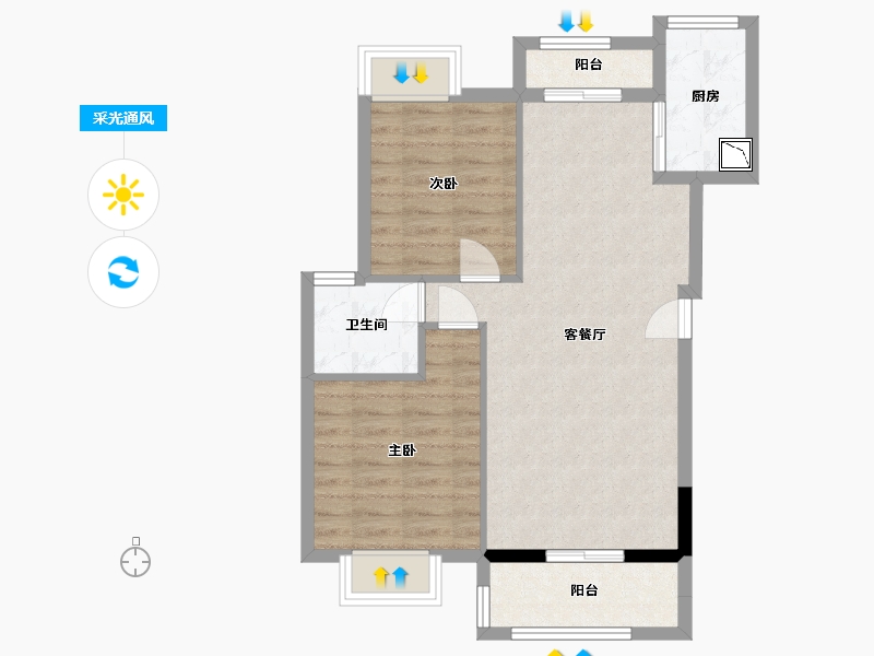 湖南省-长沙市-浔龙河•学府-66.93-户型库-采光通风