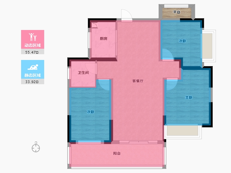 湖南省-湘潭市-火炬学府-81.00-户型库-动静分区