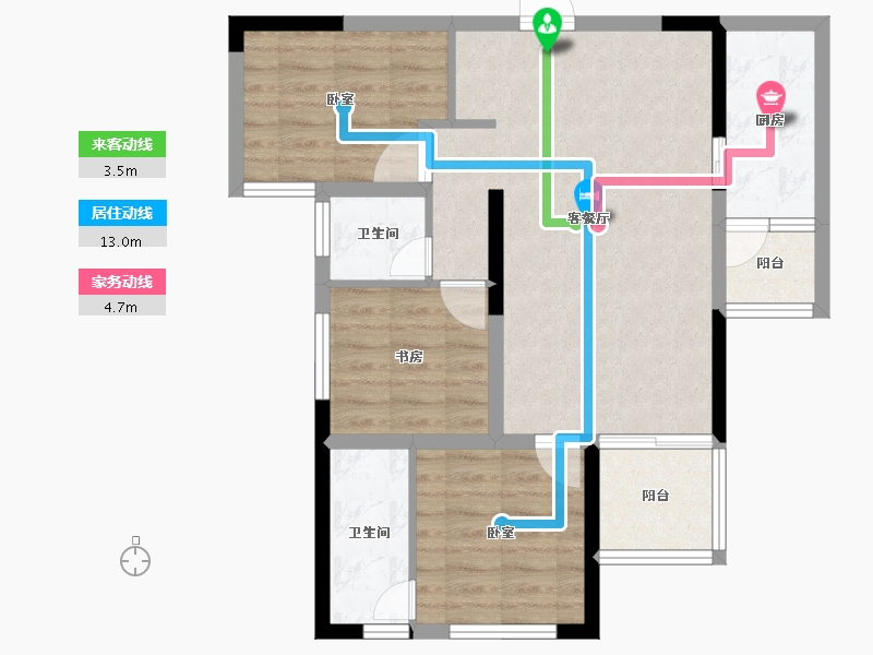 湖南省-长沙市-和顺·洋湖壹号-74.00-户型库-动静线