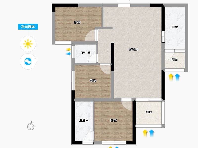 湖南省-长沙市-和顺·洋湖壹号-74.00-户型库-采光通风