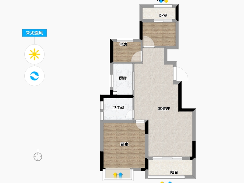 浙江省-宁波市-保集瑞府-71.00-户型库-采光通风