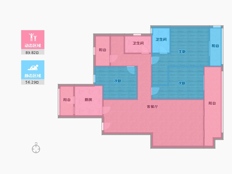 重庆-重庆市-华侨城云溪别院-133.92-户型库-动静分区