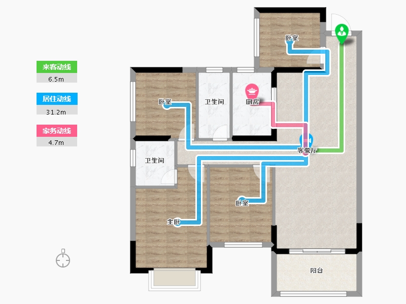 广西壮族自治区-贺州市-桂江幸福里-101.34-户型库-动静线