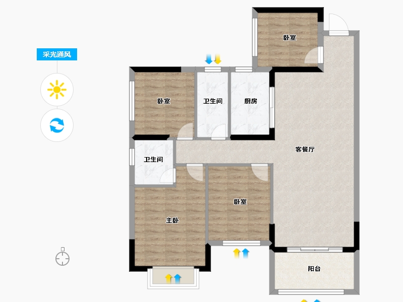 广西壮族自治区-贺州市-桂江幸福里-101.34-户型库-采光通风