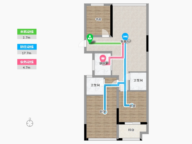 浙江省-杭州市-明华名港城二期-90.05-户型库-动静线