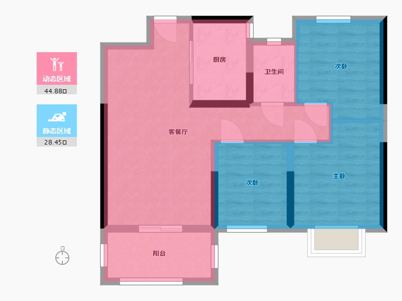 湖南省-长沙市-金鹰玖瓏山-64.97-户型库-动静分区