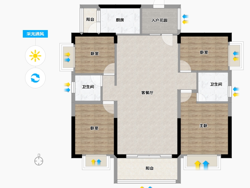 广东省-惠州市-云峰花园-105.77-户型库-采光通风