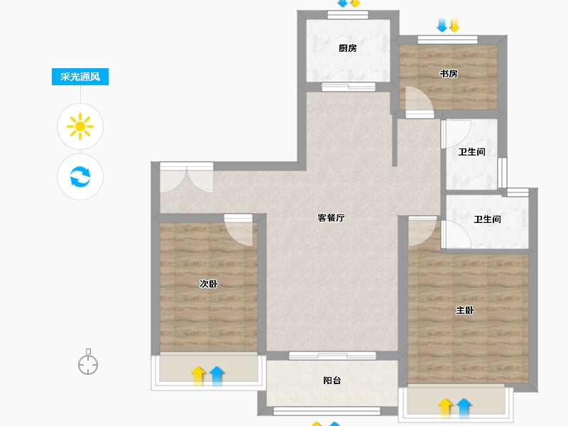 山东省-威海市-保集蓝郡-75.18-户型库-采光通风