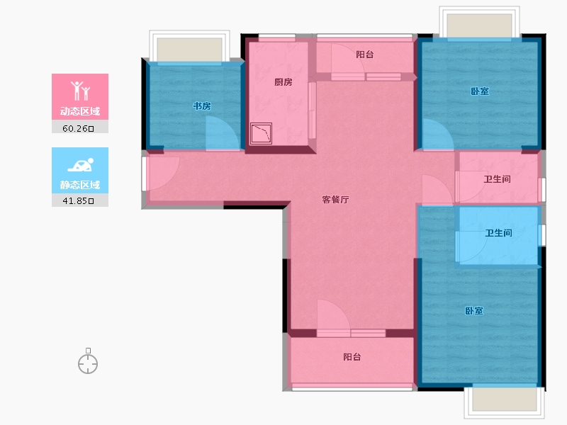 湖北省-武汉市-紫菱东岸-90.63-户型库-动静分区