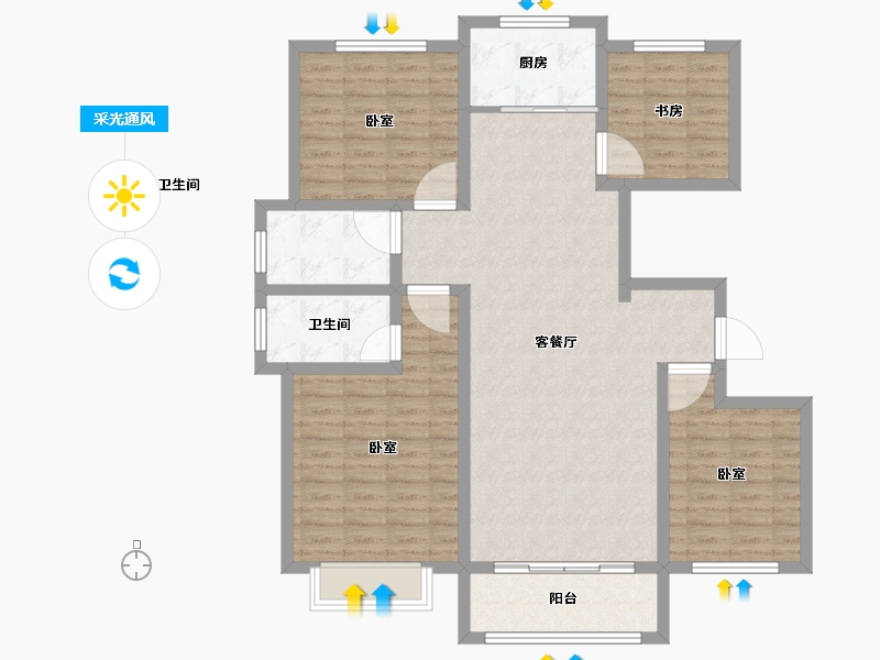 河南省-开封市-亿中永圣城-115.00-户型库-采光通风