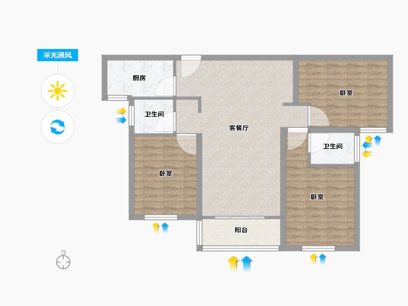 河南省-信阳市-中环荣域宝源-87.01-户型库-采光通风