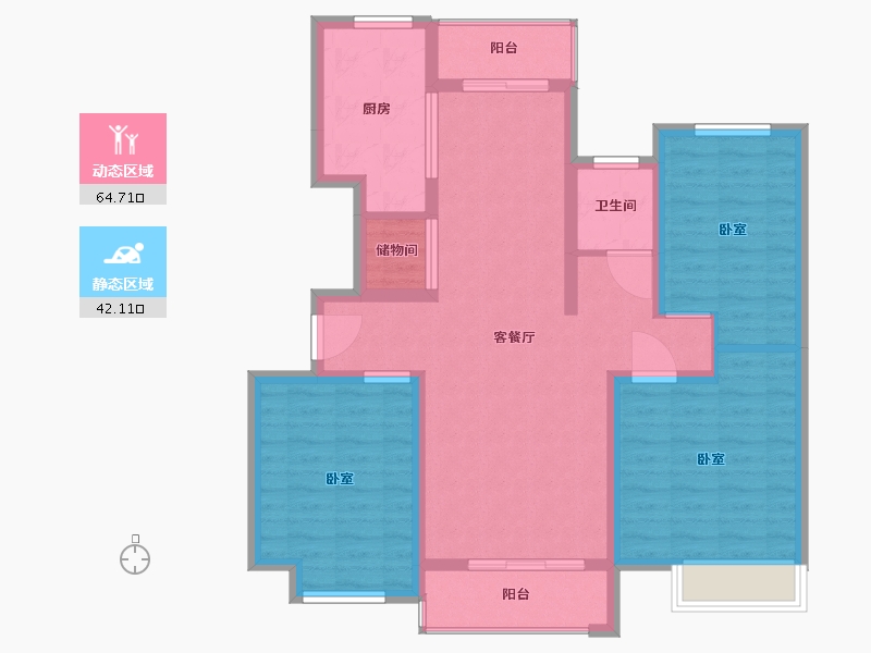 河南省-许昌市-建业北海森林半岛-95.71-户型库-动静分区